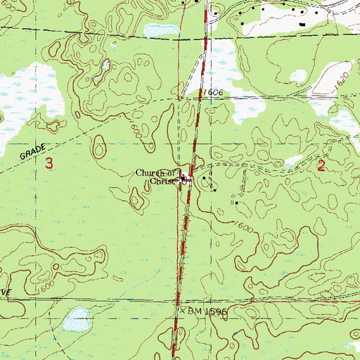 Topographic Map of Church of Christ, WI