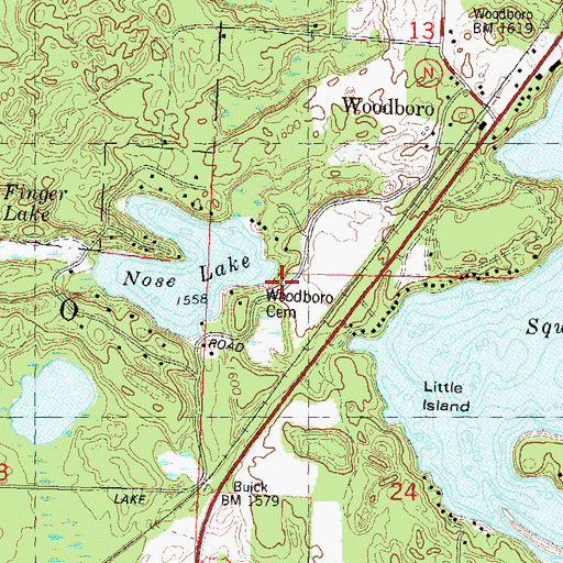 Topographic Map of Woodboro Cemetery, WI