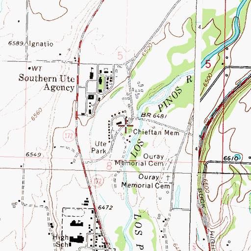 Topographic Map of Chieftan Memorial, CO