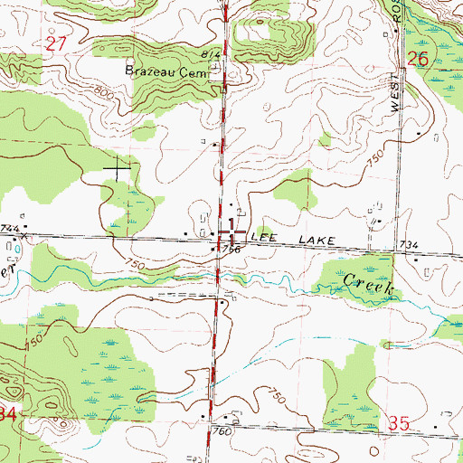 Topographic Map of Messenger Creek School (historical), WI