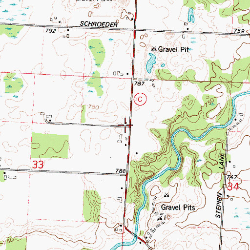 Topographic Map of South Morgan School (historical), WI
