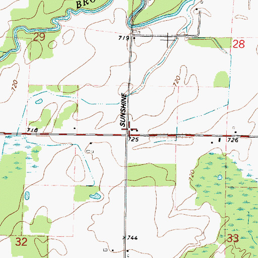 Topographic Map of Sunshine School (historical), WI
