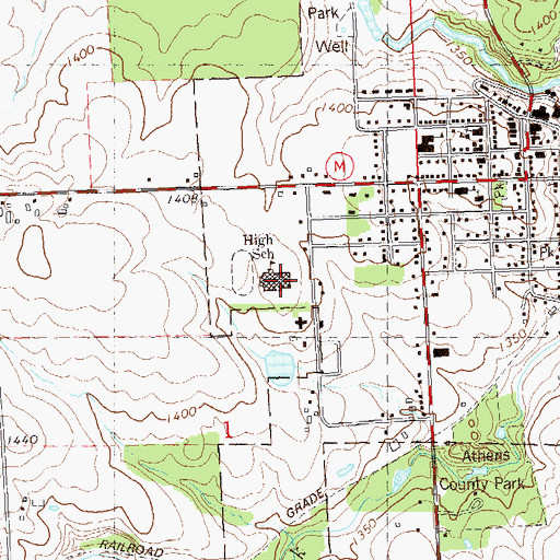 Topographic Map of Athens High School, WI