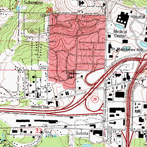 Topographic Map of Wausau Fire Department Station 2, WI
