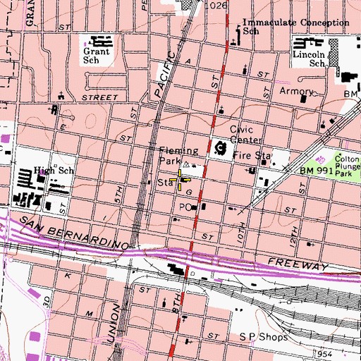 Topographic Map of First Baptist Church, CA
