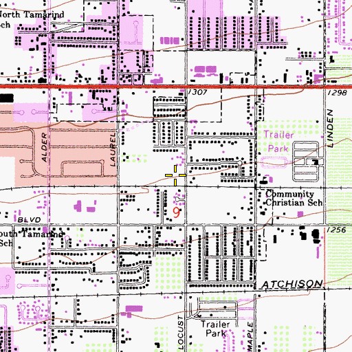 Topographic Map of Birch High School, CA