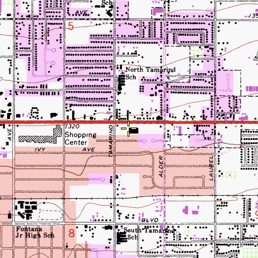 Topographic Map of Park Plaza Shopping Center, CA