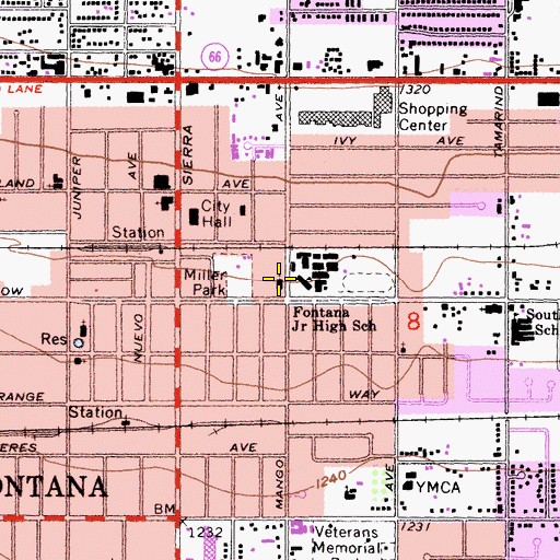 Topographic Map of Saint Josephs Catholic Church, CA