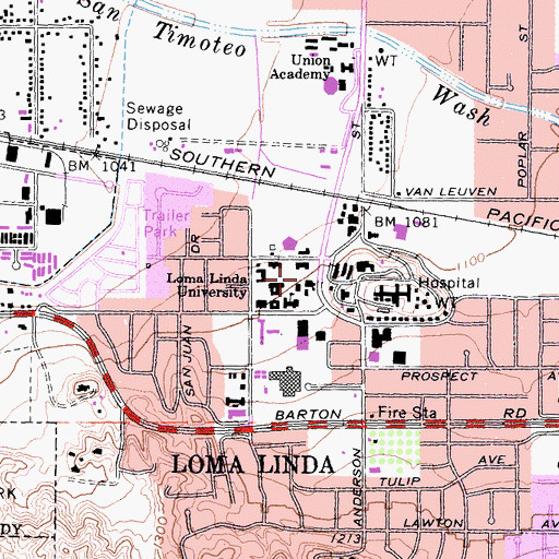 Topographic Map of Burden Hall, CA