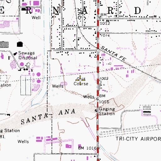Topographic Map of San Bernardino Public Golf Course, CA