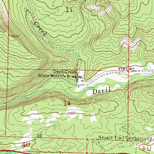 Topographic Map of Devil Creek State Wildlife Area, CO