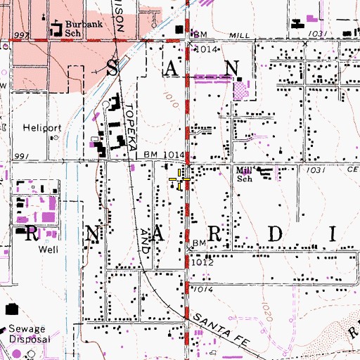 Topographic Map of San Bernardino Korean Church, CA