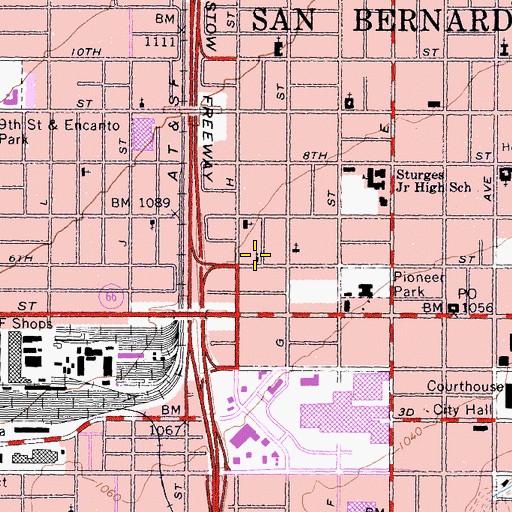 Topographic Map of Downtown Apostolic Church, CA