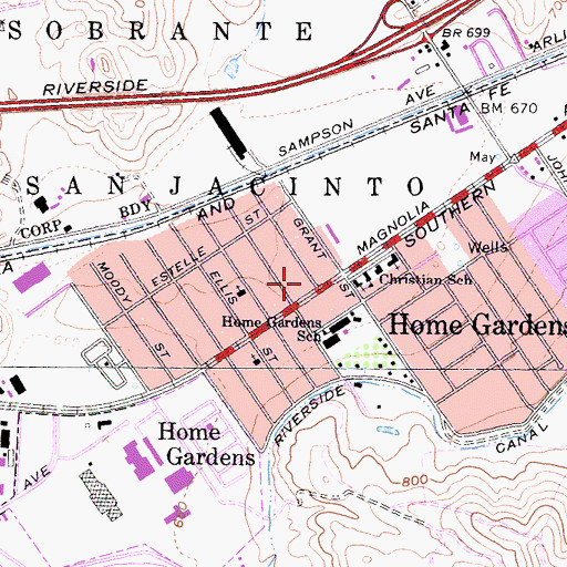 Topographic Map of Iglesia Mission de Jesus Cristo, CA