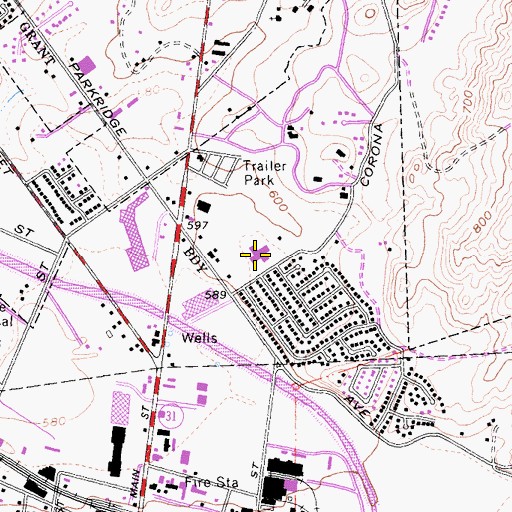 Topographic Map of Parkridge Elementary School, CA