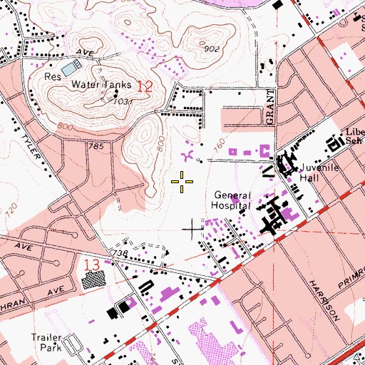 Topographic Map of Riverside County Department of Mental Health Inpatient Medical Center, CA