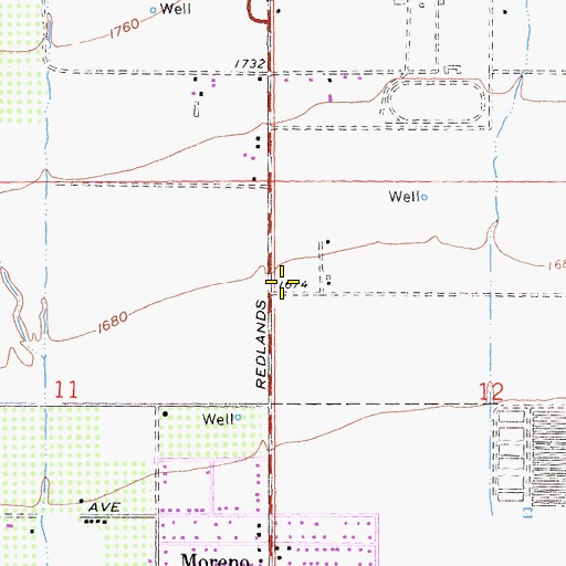 Topographic Map of Highland Baptist Church, CA