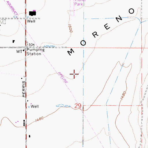 Topographic Map of Pedrorena Park, CA