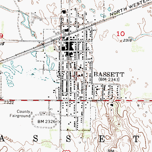 Topographic Map of Rock County Court House, NE