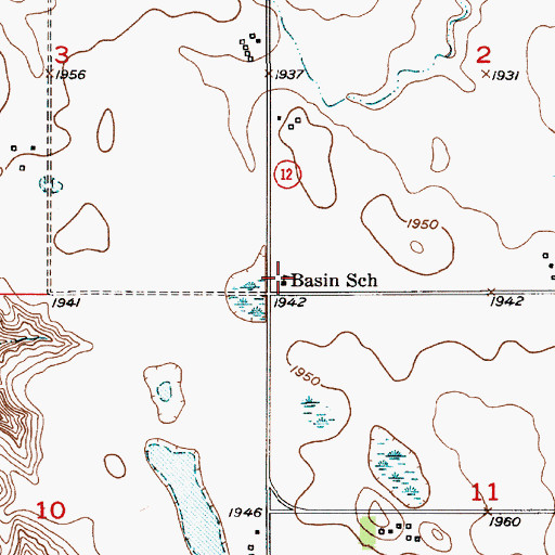 Topographic Map of Basin Post Office (historical), NE