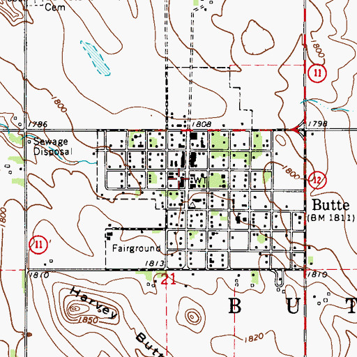 Topographic Map of Butte Post Office, NE