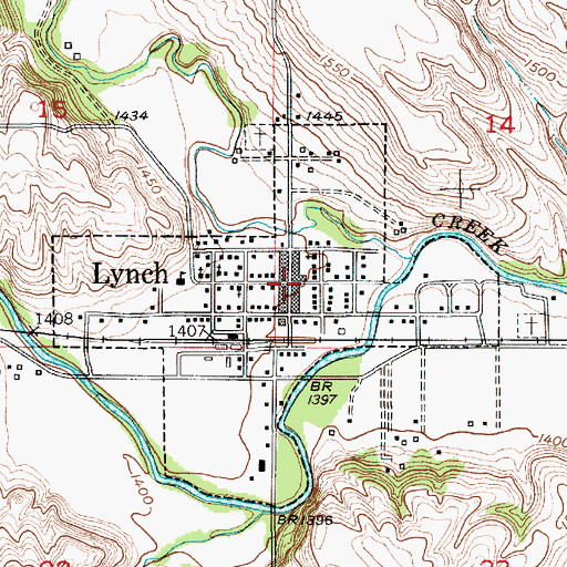 Topographic Map of Lynch Village Library, NE