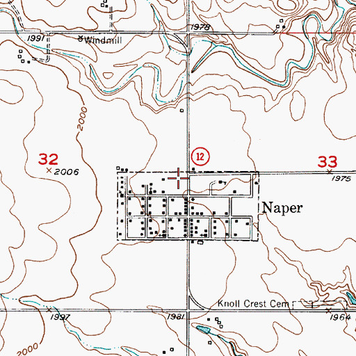 Topographic Map of Naper Volunteer Fire Department, NE