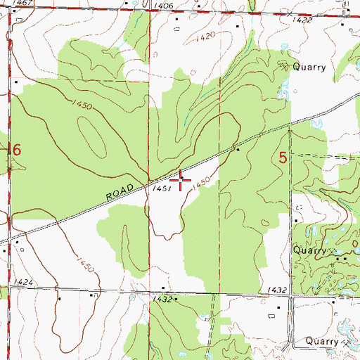 Topographic Map of Nudell School (historical), WI