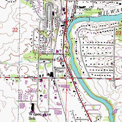 Topographic Map of Mequon Community Park, WI