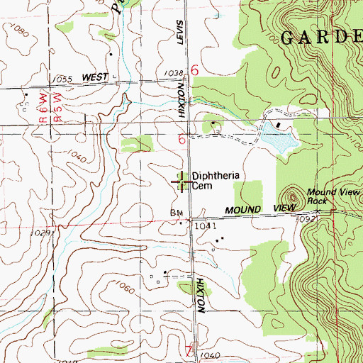 Topographic Map of Diphtheria Cemetery, WI