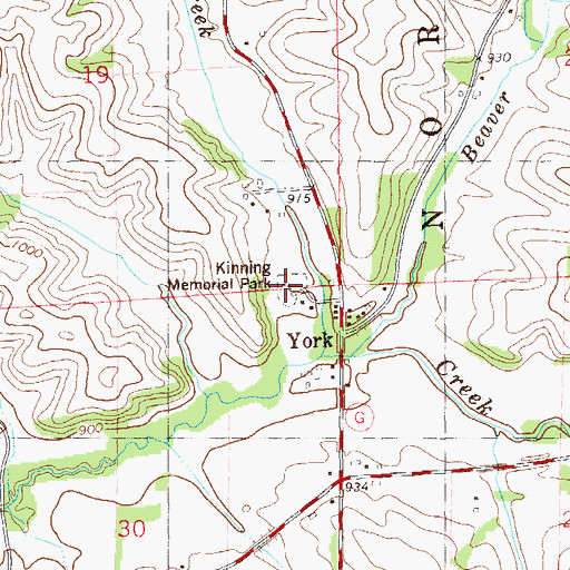 Topographic Map of Kinning Memorial Park, WI