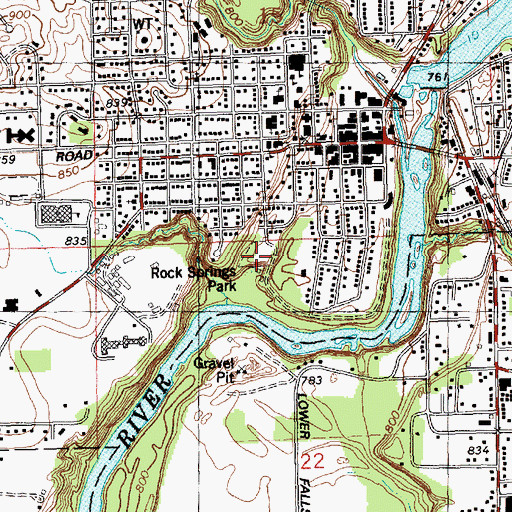 Topographic Map of Rock Springs Park, WI