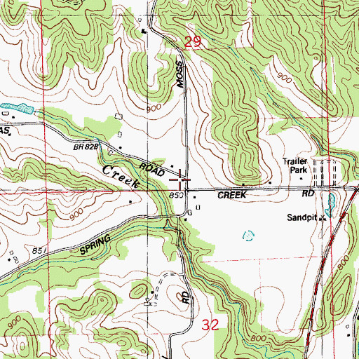 Topographic Map of Spring Creek School (historical), WI