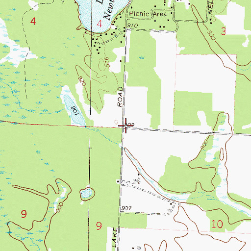 Topographic Map of Newton Lakes School (historical), WI
