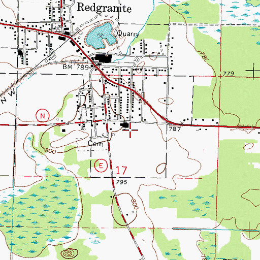 Topographic Map of Redgranite Elementary School, WI