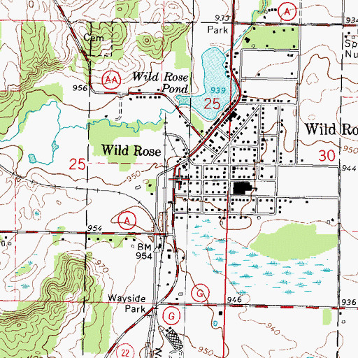 Topographic Map of Saint Pauls Lutheran Church, WI