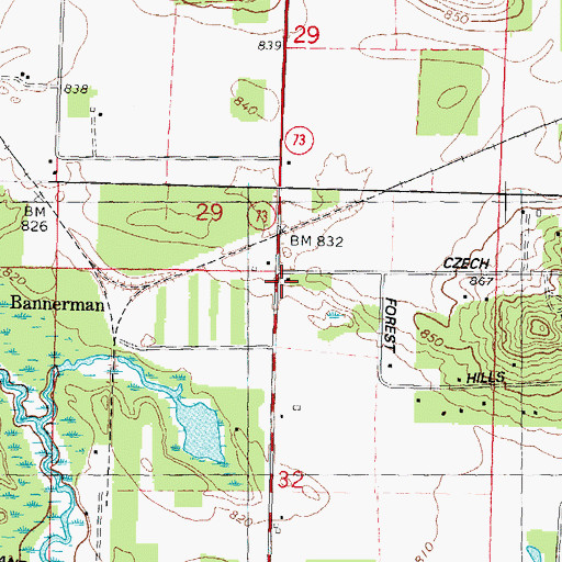 Topographic Map of School Number 1 (historical), WI
