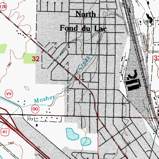 Topographic Map of Bessie Allen Middle School, WI