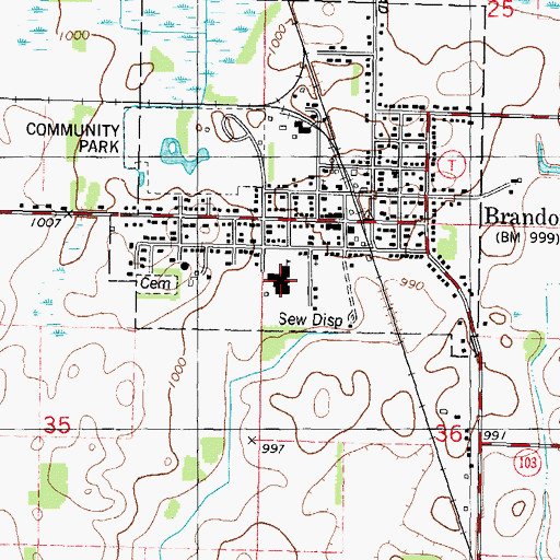 Topographic Map of Brandon Middle School, WI