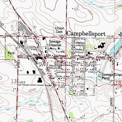 Topographic Map of Campbellsport United Church of Christ, WI