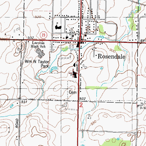 Topographic Map of Rosendale Intermediate School, WI