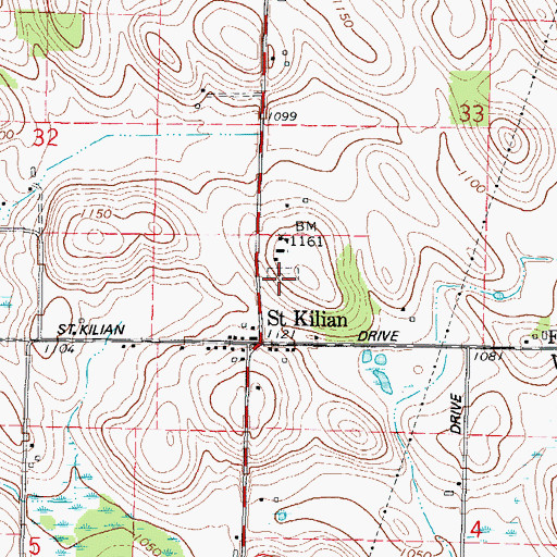 Topographic Map of Saint Killian Cemetery, WI