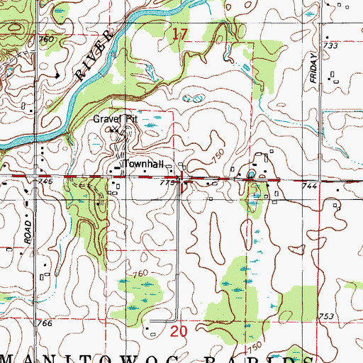 Topographic Map of Hillside School (historical), WI