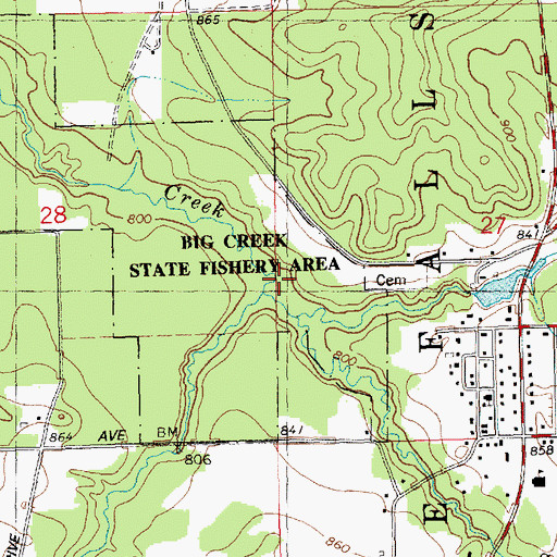 Topographic Map of Big Creek State Fishery Area, WI