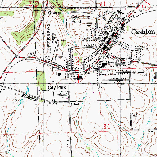 Topographic Map of Cashton Elementary School, WI