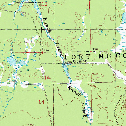 Topographic Map of Lees Crossing, WI