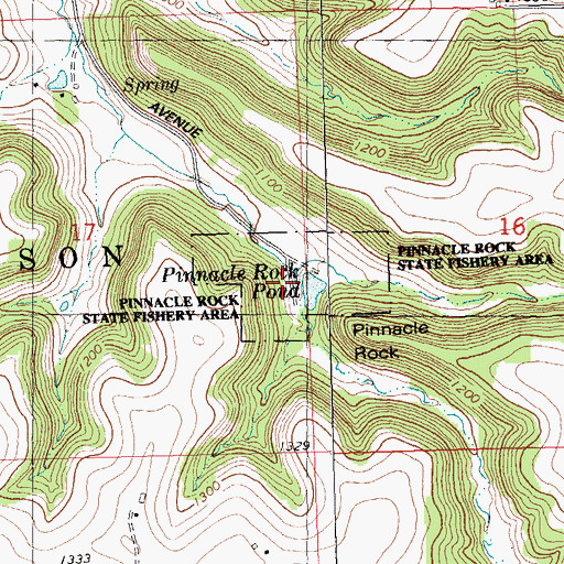 Topographic Map of Pinnacle Rock State Fishery Area, WI