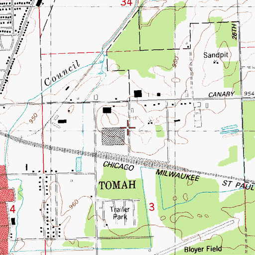 Topographic Map of Tomah Industrial Park, WI