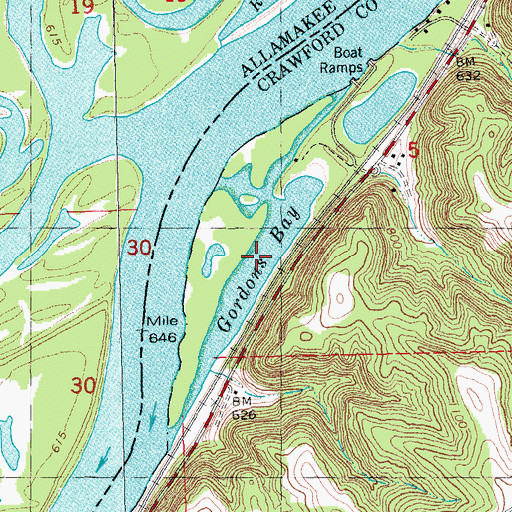 Topographic Map of Gordons Bay, WI
