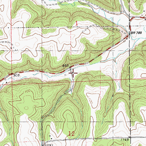 Topographic Map of Halls Branch School (historical), WI